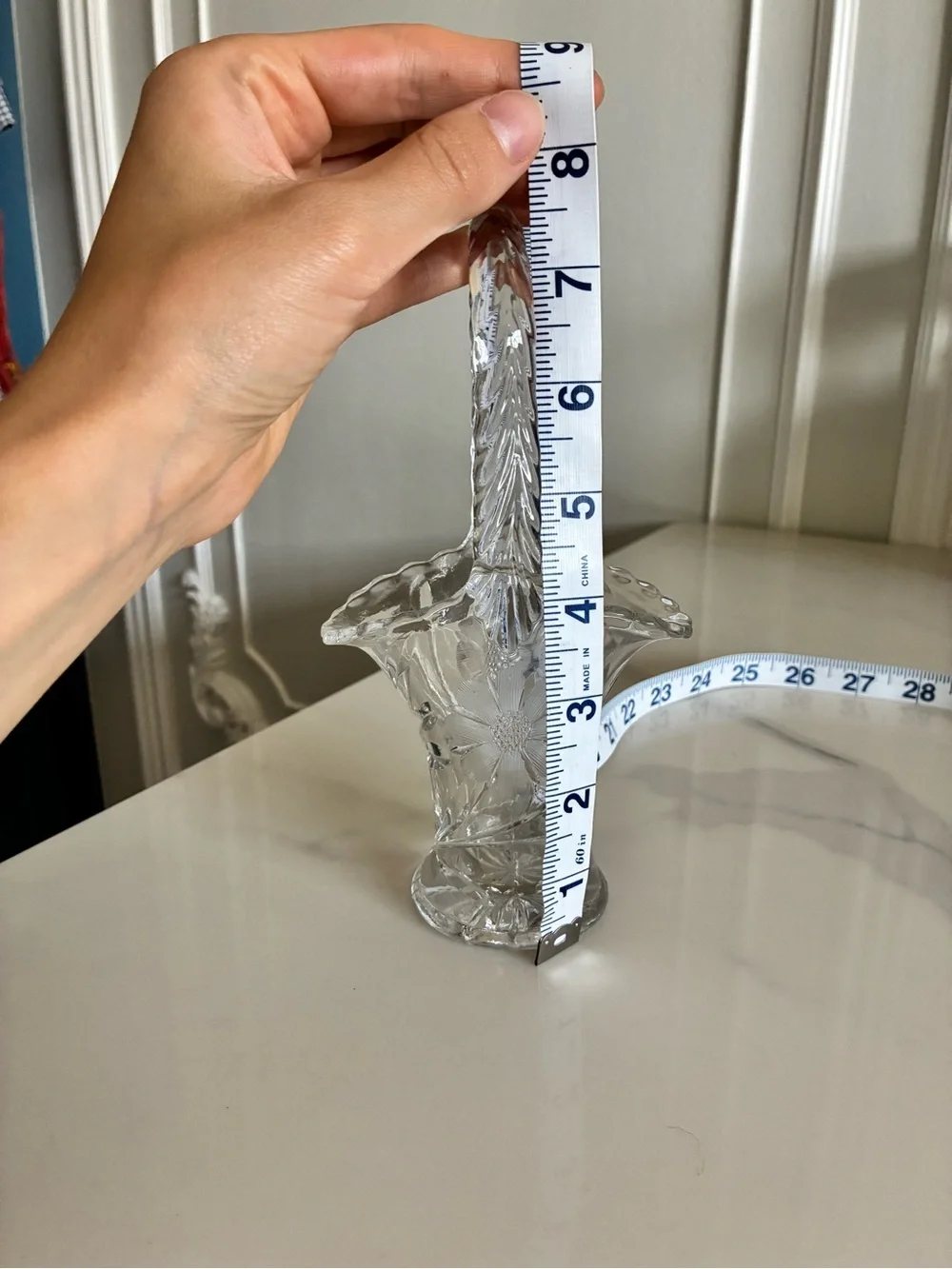 Clear‎ Glass Floral Basket Vase